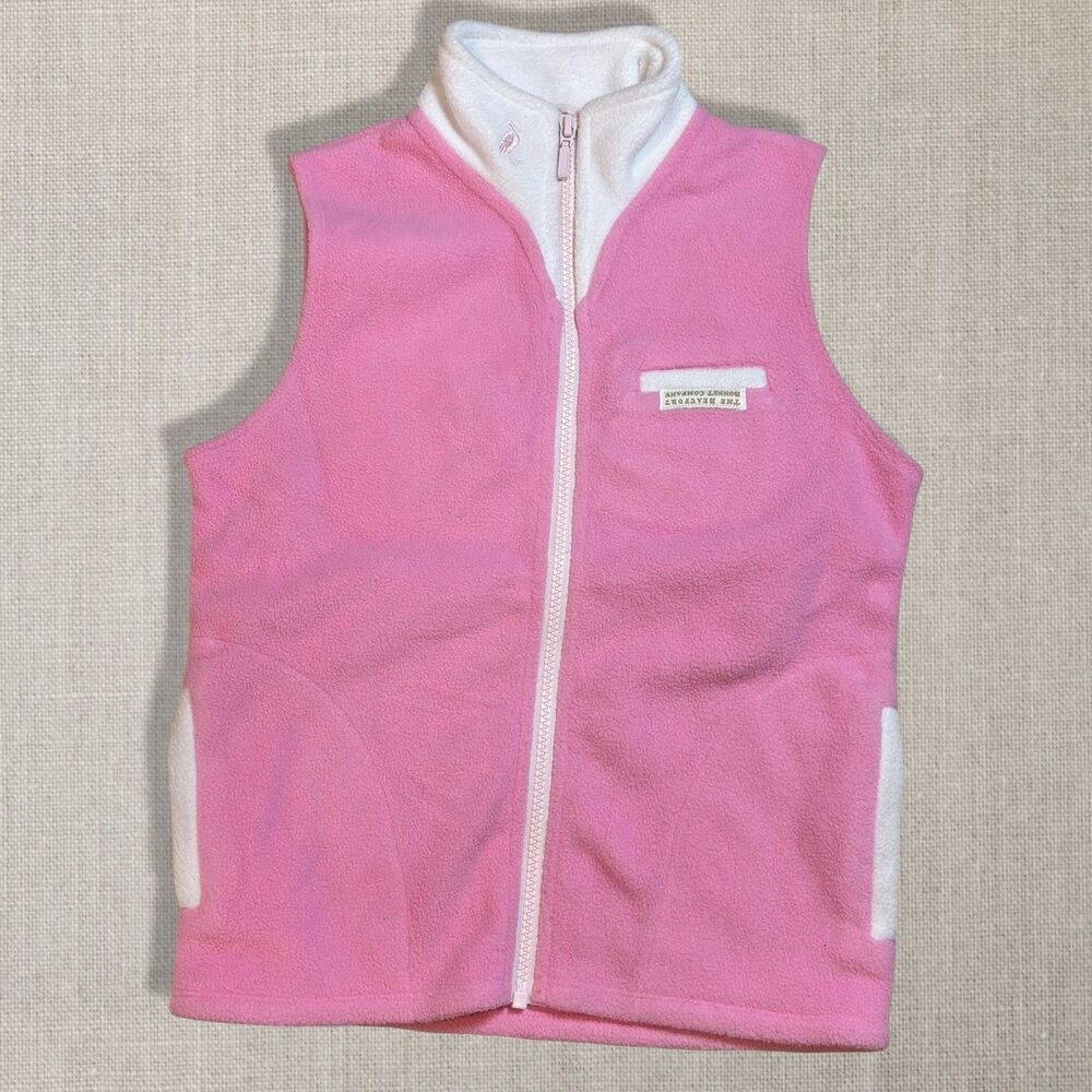 The Beaufort Bonnet Company Pink White Fleece Vest Girls Size 8 Full Zip *Flaw